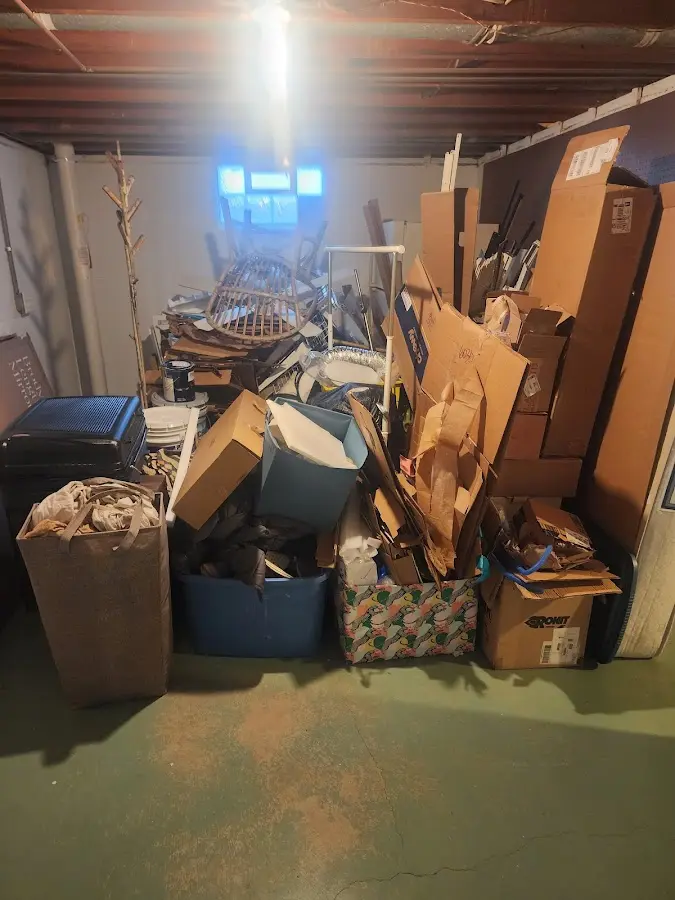 Roll-off dumpster container at job site for 6 Yard Dumpster Rental in Oakton